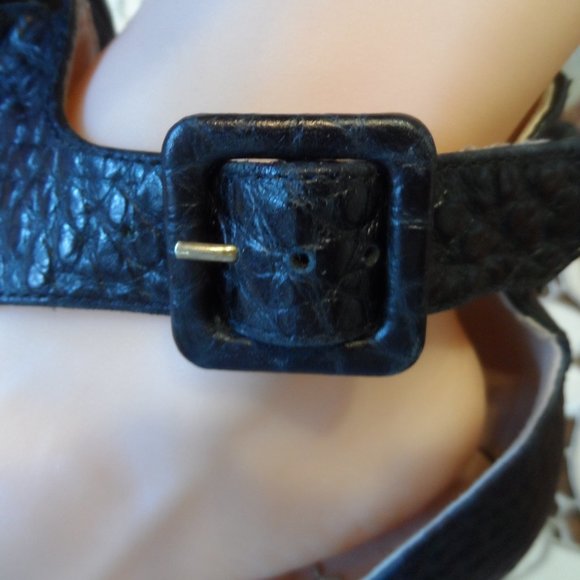 Moschino Cheapandchic Black Textured Leather Black Heels Size 38.5B - Picture 9 of 16